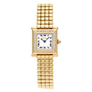 Cartier Trocadero limited edition in 18k White dial, diamond bezel 20mm Quartz