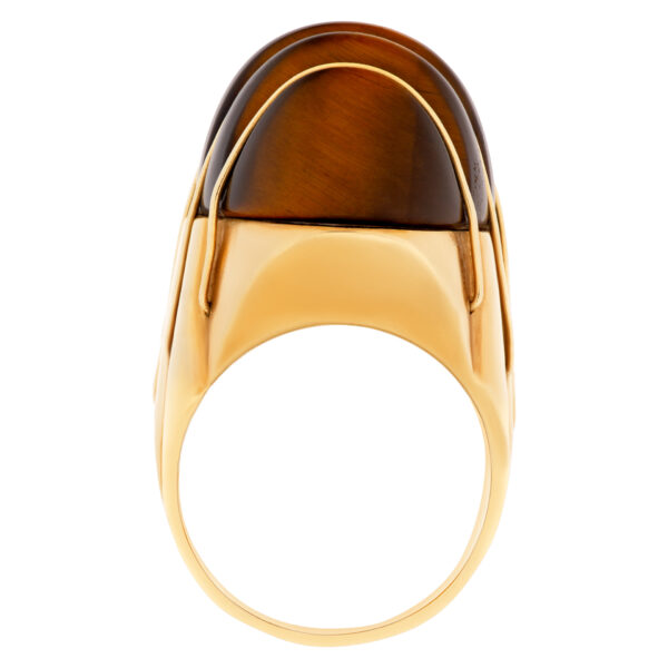 Tiger eye domed ring in 18k