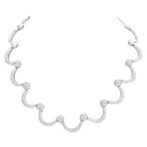 Half moon diamond necklace in 18k white gold