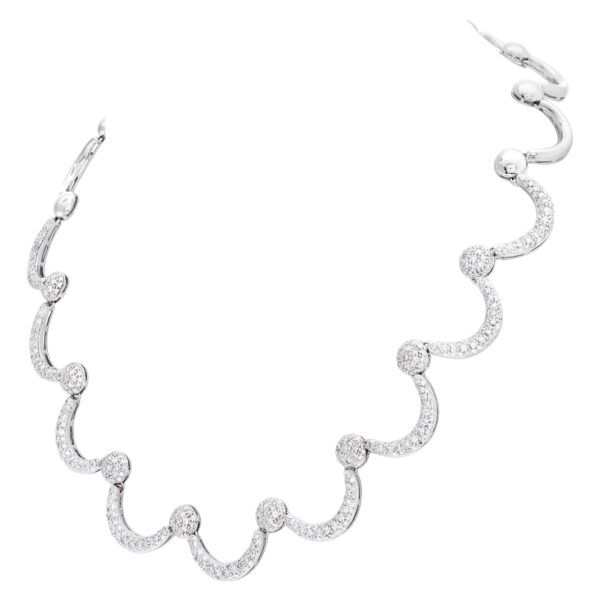 Half moon diamond necklace in 18k white gold