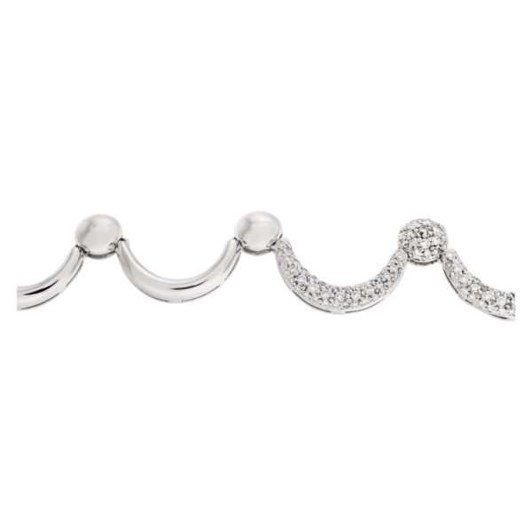 Half moon diamond necklace in 18k white gold