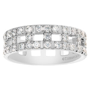 Tiffany & Co. "True Wide" Ring collection wedding band in 18k White Gold w/ diamonds