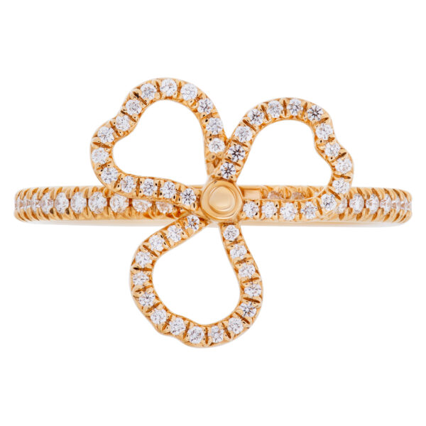 Tiffany & Co. "Paper Flowers" collection, open 3 leaves clover ring with 0.14 carat in diamonds, set in 18k rose gold