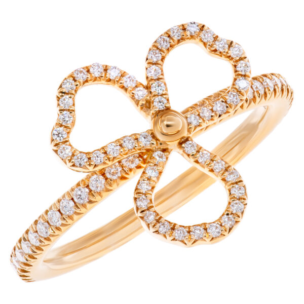 Tiffany & Co. "Paper Flowers" collection, open 3 leaves clover ring with 0.14 carat in diamonds, set in 18k rose gold