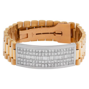 Presidential style diamond i.d. bracelet in 18k