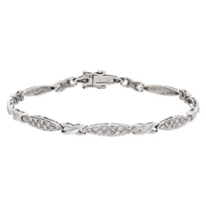 18k white gold ' X ' bracelet with pave diamonds