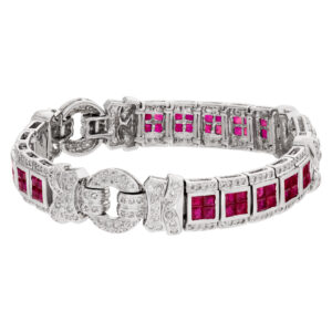 Ruby and diamon bracelet in 18k white gold