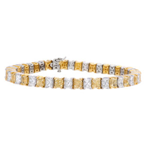 18k fancy yellow & white gold radiant cut diamond bracelet