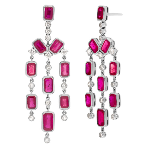 Burma ruby earrings with diamonds in 18k white gold