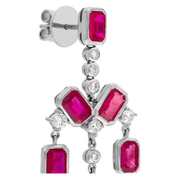 Burma ruby earrings with diamonds in 18k white gold