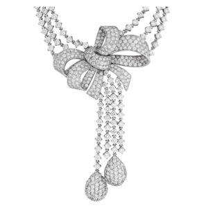 Diamond Bow necklace with approximately 63 carats in diamonds