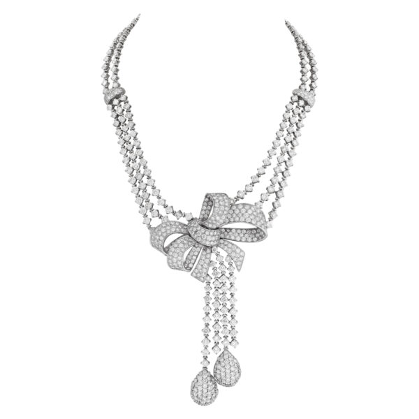 Diamond Bow necklace with approximately 63 carats in diamonds