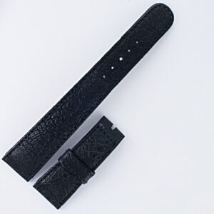 Rolex black crocodile strap 19x15mm w/a length of 2.4" long piece and 2.0" short piece. 20x16mm