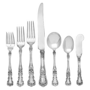 "BUTTERCUP" Sterling Silver Flatware Set, ptd by Gorham in 1899- 7 x 12 + 4 serving pieces. Over 3500 grams sterling silver.