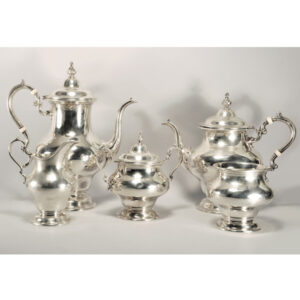 Heavy and Regal Gorham Puritan Sterling Silver 5 piece Coffee/Tea Set with over 87 oz troy.