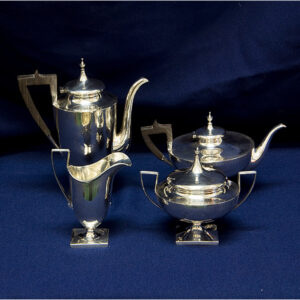 Vintage 4 piece Sterling Silver Tea Coffee Set w/ wood handles 26.75 oz troy