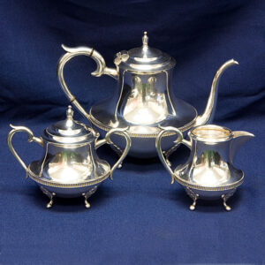 Beautiful Ornate 3 pc Sterling Silver .950 Coffee Pot, Sugar Bowl w/lid and Creamer 41.93 oz troy