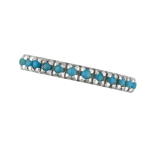 Pretty turquoise eternity band in 14k white gold; size 6.5