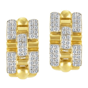 Diamond Earrings In 14k With Approximately 1.0 Carats In Round Pave Set Diamonds