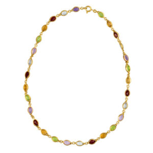 Colorful semi-precious stones necklace in 18k with citrines, amethysts, etc.