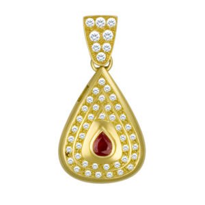 Gorgeous diamond & ruby drop pendant in 18k