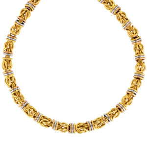 Italian 18k yellow gold necklace in smooth puzzle design