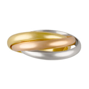 Cartier Trinity ring in tri gold (18k white, yellow & pink). Size 9.25.