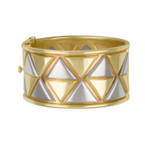 Tri-color heavy bangle in 18k