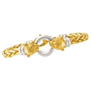 Bracelet in 18k white and yellow gold with Panther heads