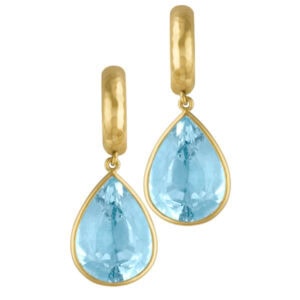 Dangle Earrings With A Tear Drop Topaz in 14k