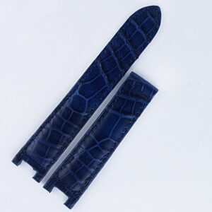 Alligator royal blue leather strap (17x16) 17mm by lug end 16mm by buckle, 3" short piece, 4" long