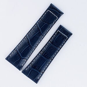 Replacement Alligator Strap for Rolex Daytona Blue w/white stiching 20mm x 16mm 3" x 2.5"