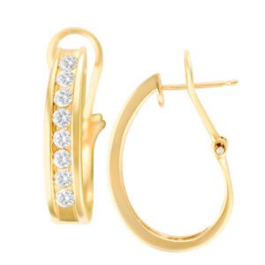 Huggie earrings in 14k with app. 1 carat in diamonds