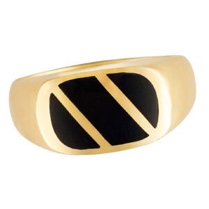 Mens 14k yellow gold with onyx inlay