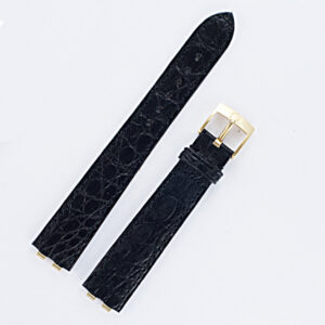 Omega black crocodile strap (17x14) with gold plaque buckle