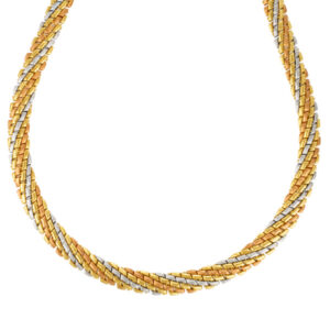 Tri-color gold  (white, rose, and yellow gold) necklace