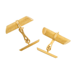 18k yellow gold textured bar cufflinks