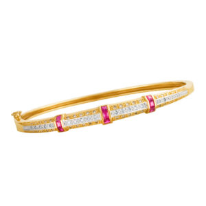 Diamond & ruby bangle in 18k white & yellow gold