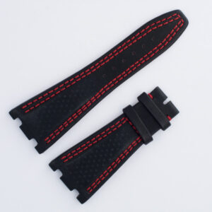 Audemars Piguet Black Leather Strap With Red Stitching (28x18) With 4 End Pieces