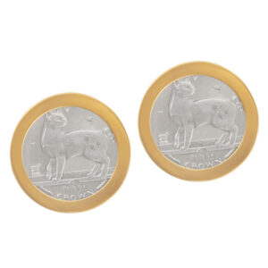 Platinum coin cufflinks in 18k frame