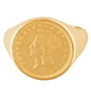 $1 Gold Coin Ring in 18k yellow gold