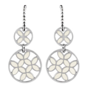 John Hardy Kawung white enamel flower disc earrings in sterling silver