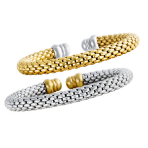 2 18k white & yellow gold bangles