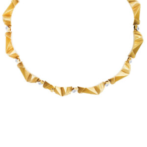 18K Modern Angular style David Webb Necklace with diamonds accent