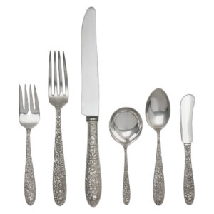 "SOUTHERN ROSE" sterling silver flatware set patented in 1910 by the Manchester Silver Co- 5 Place settings for 8 + xtra pieces.