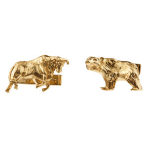 "Stock Market Guru" cufflinks n 14k yellow gold