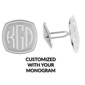 Pair of 18k white gold monogrammed cufflinks