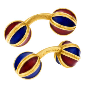 Tiffany & Co. Schlumberger red & blue enamel cufflinks