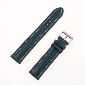 Breitling dark green buffalo leather strap with white stitching (20x18)