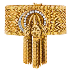 18k yellow gold diamond tassel bracelet